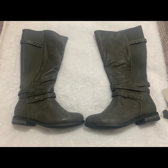 gray wide calf boots